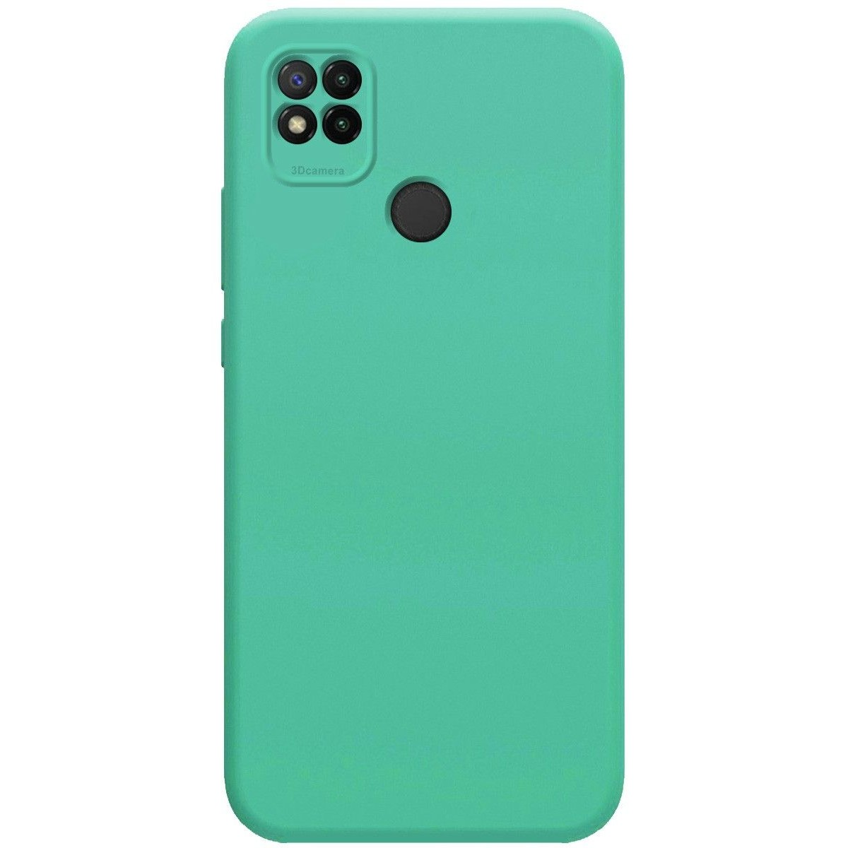 Una custodia per telefono turchese con modulo fotocamera.
