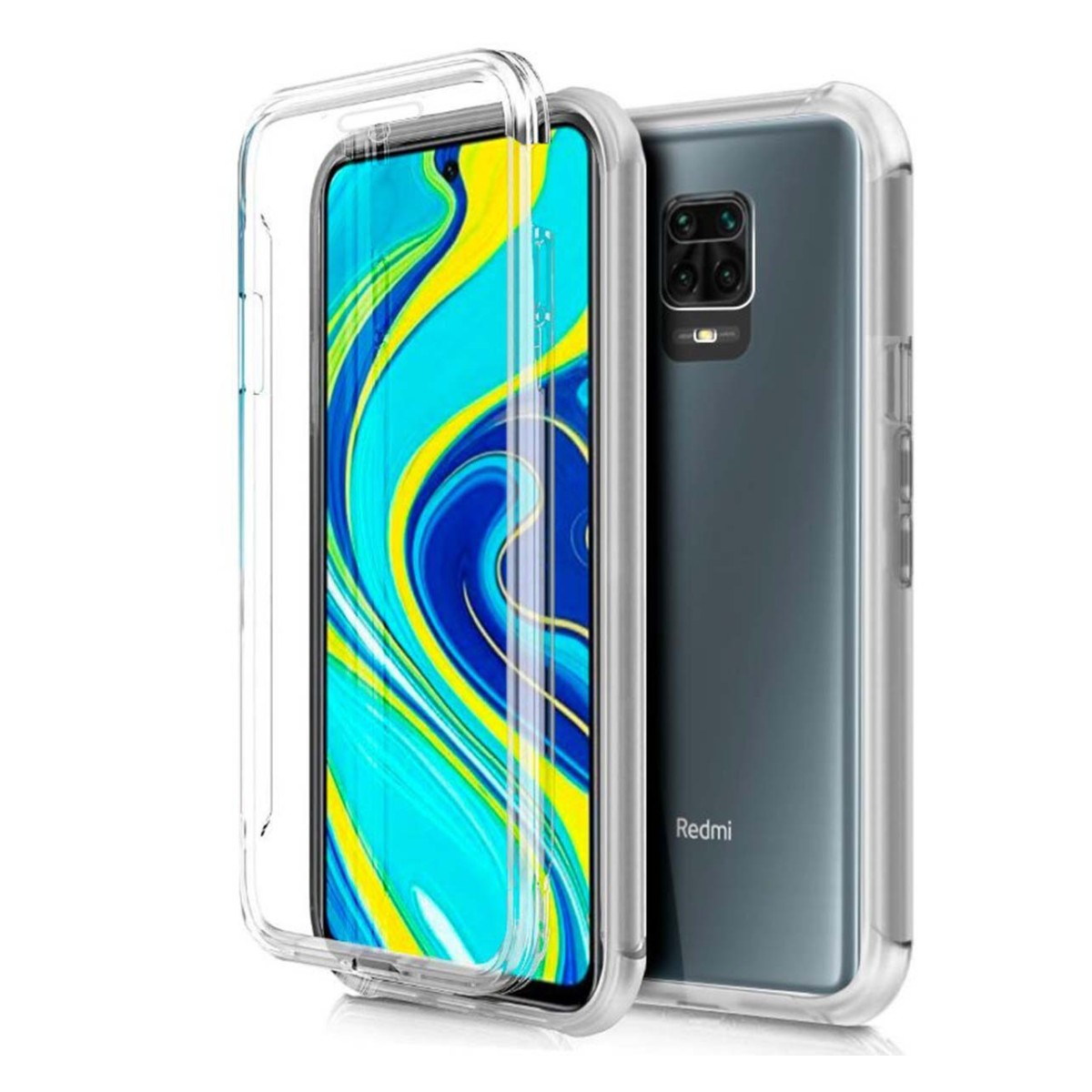 Custodia per telefono con un telefono all'interno di una custodia trasparente.