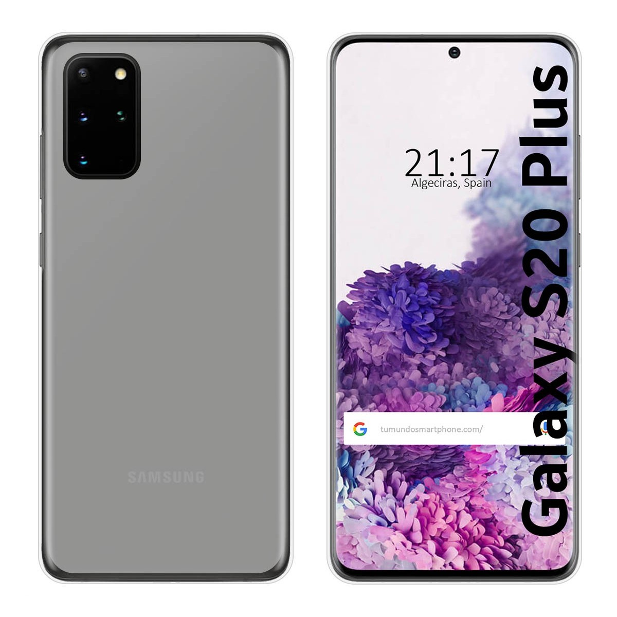 Un telefono con retro grigio e uno schermo che mostra un display colorato con testo.