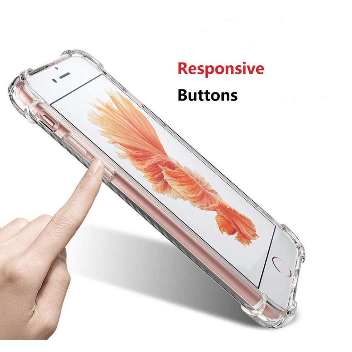 Funda de teléfono con teléfono dentro y texto en la imagen.
