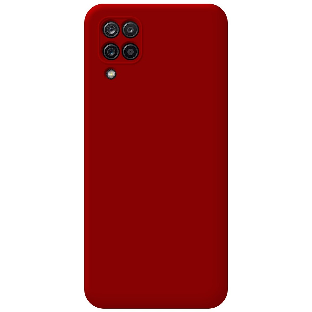Una custodia per telefono rossa con un modulo fotocamera sul retro.