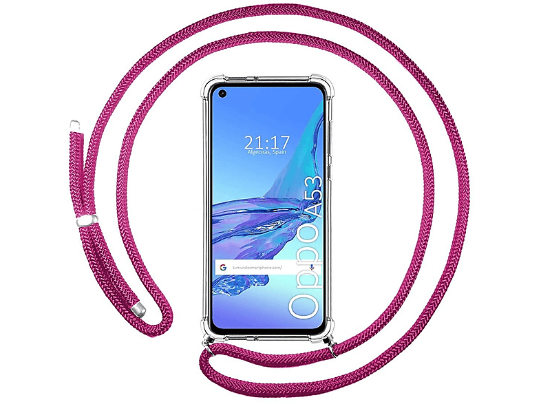 Custodia OPPO A53/A53s Con Colla E Cordino - Cover TPU Trasparente Antiurto Con Angoli Rinforzati, Verde
