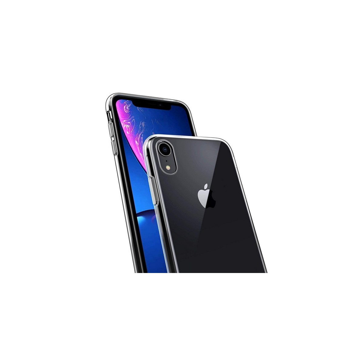 Dos iPhones, uno negro, uno blanco, superpuestos.