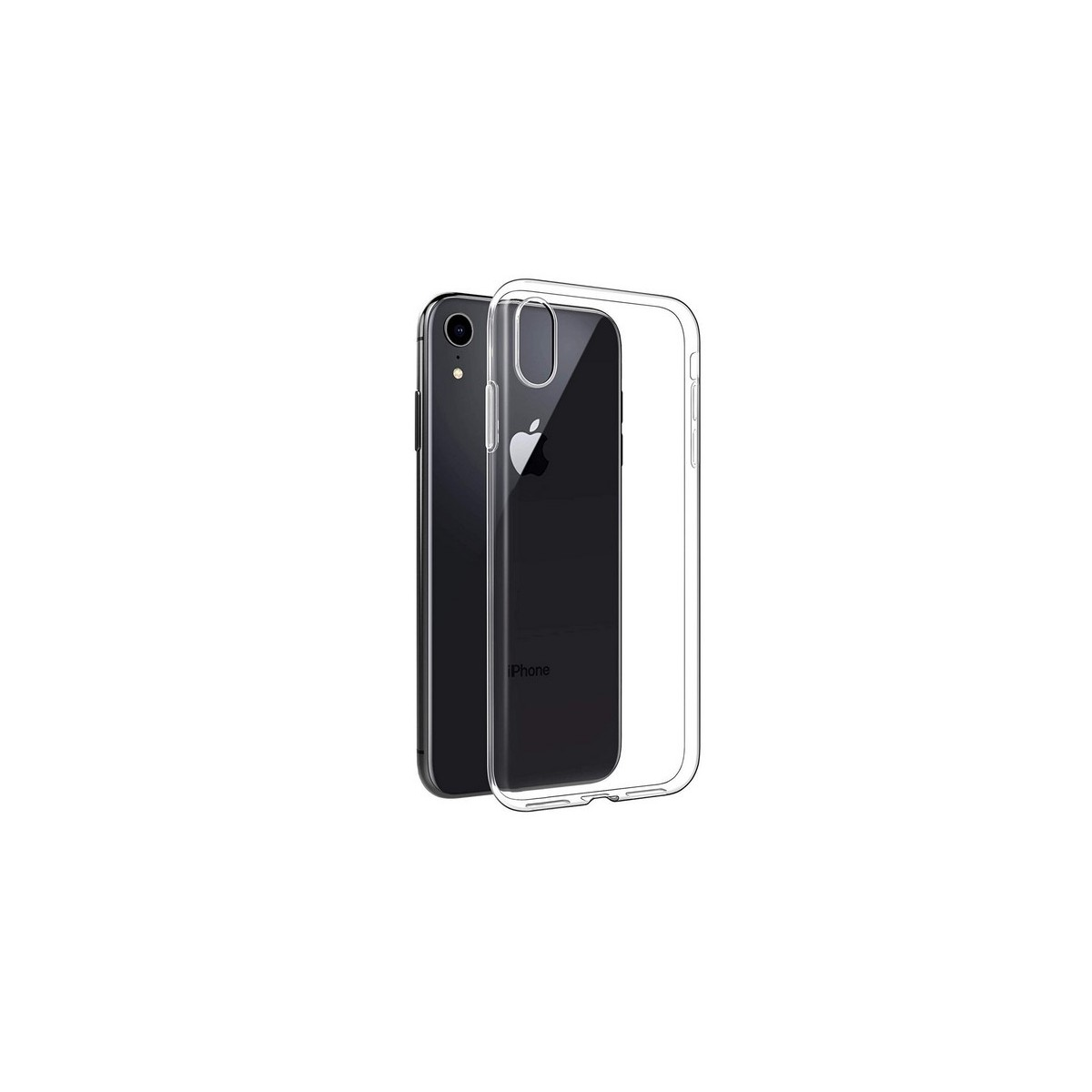Una funda transparente alrededor de un iPhone negro.