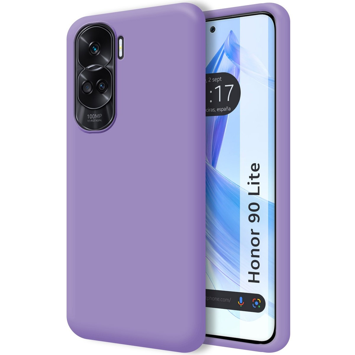 Una custodia per telefono viola e un telefono.