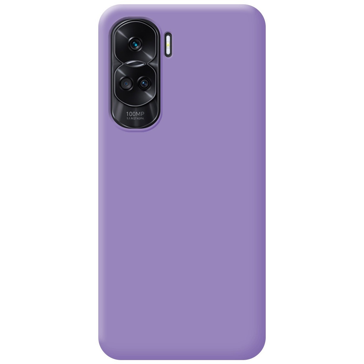 Custodia per telefono viola con configurazione a tripla fotocamera.