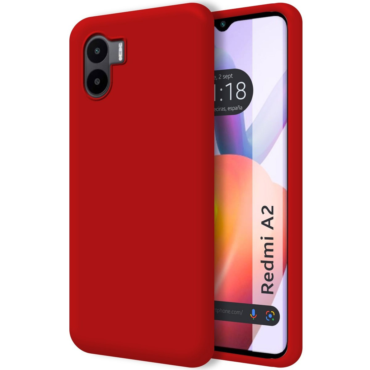 Custodia per telefono rossa su un telefono con cornice rossa.