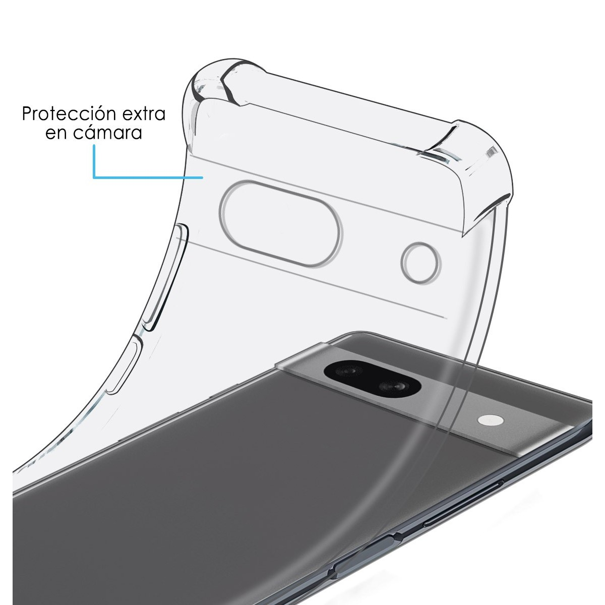 Funda de teléfono con cubierta protectora transparente sobre un teléfono.