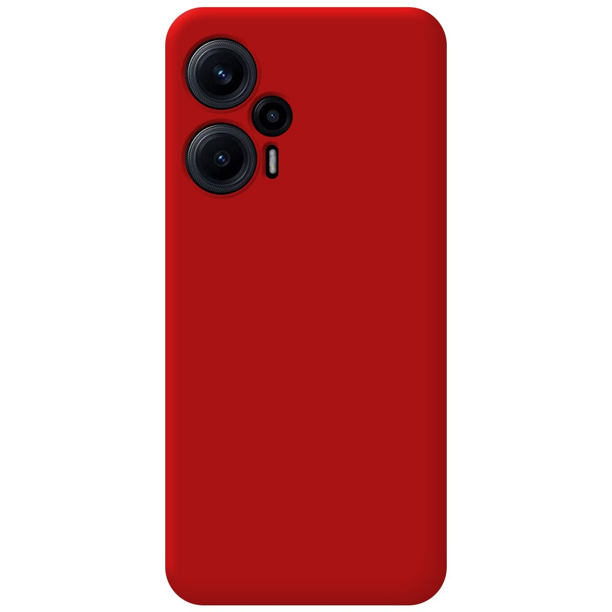 Custodia rossa per telefono con lenti della fotocamera.