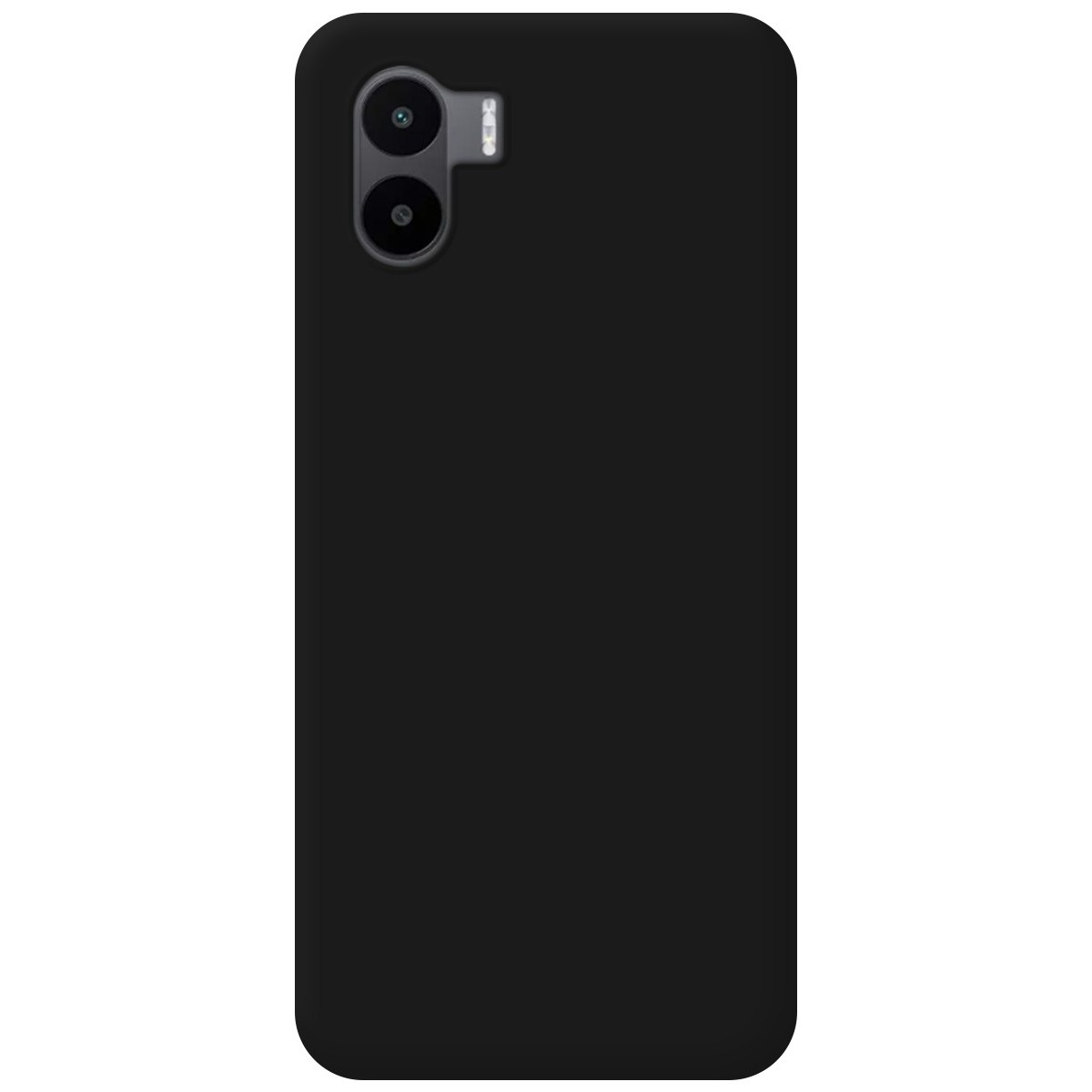 Una custodia per telefono nera e semplice con due obiettivi per fotocamera.