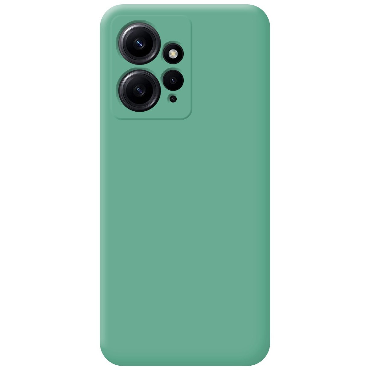 Una custodia per telefono verde unito con tre obiettivi e un flash.