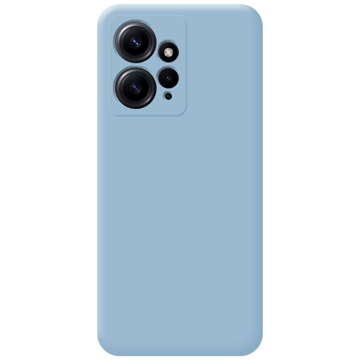 Custodia per telefono azzurra con lenti della fotocamera.