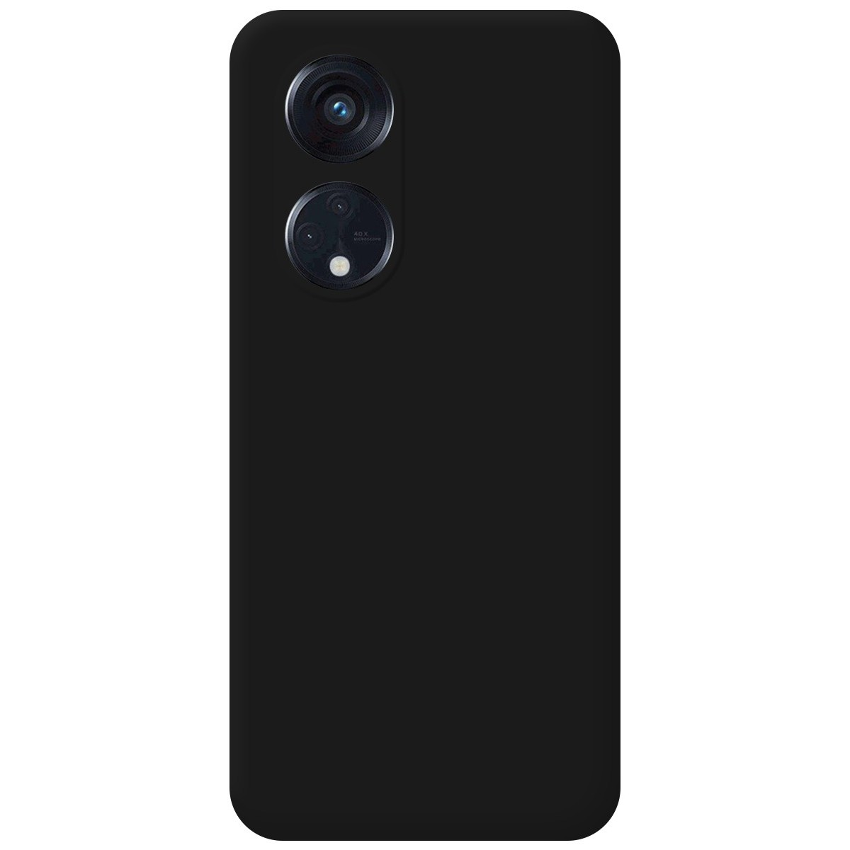 Telefono nero con due fotocamere sul retro. Lo schermo è nero.