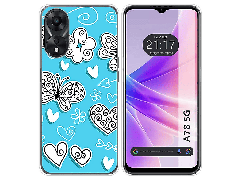 Tumundosmartphone Cover Con Ciondolo Trasparente Antiurto Per Oppo A78 5G, Con Cordino Rosa Fucsia, Custodia In Gel E Policarbonato