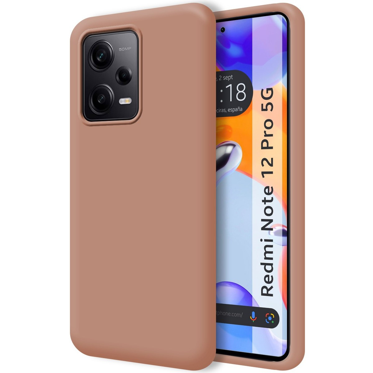 Funda: color marrón sólido. Pantalla muestra la fecha.