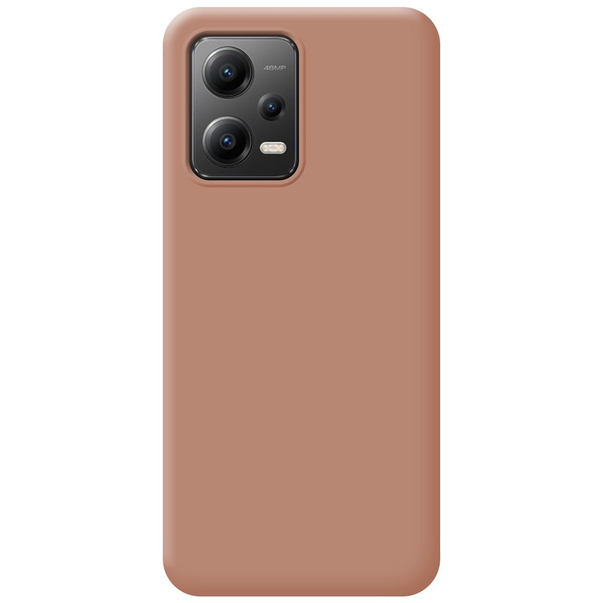 Custodia per telefono marrone tinta unita con sporgenza per la fotocamera.