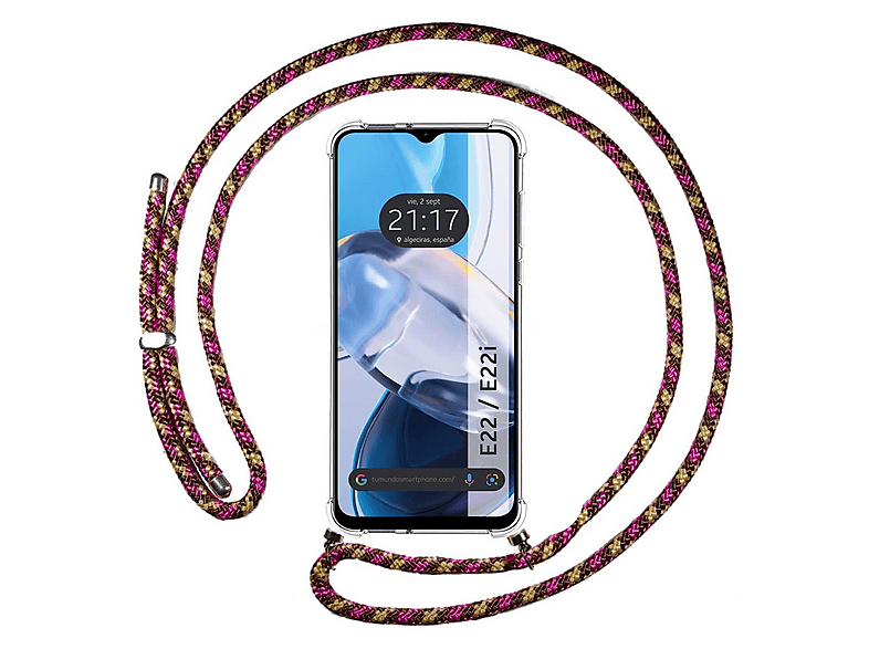 Moex Custodia Con Cordino Per Motorola Moto E4 Plus – Tracolla Regolabile E Cover In Silicone Trasparente, Viola Rosa, Protezione 360° - 4