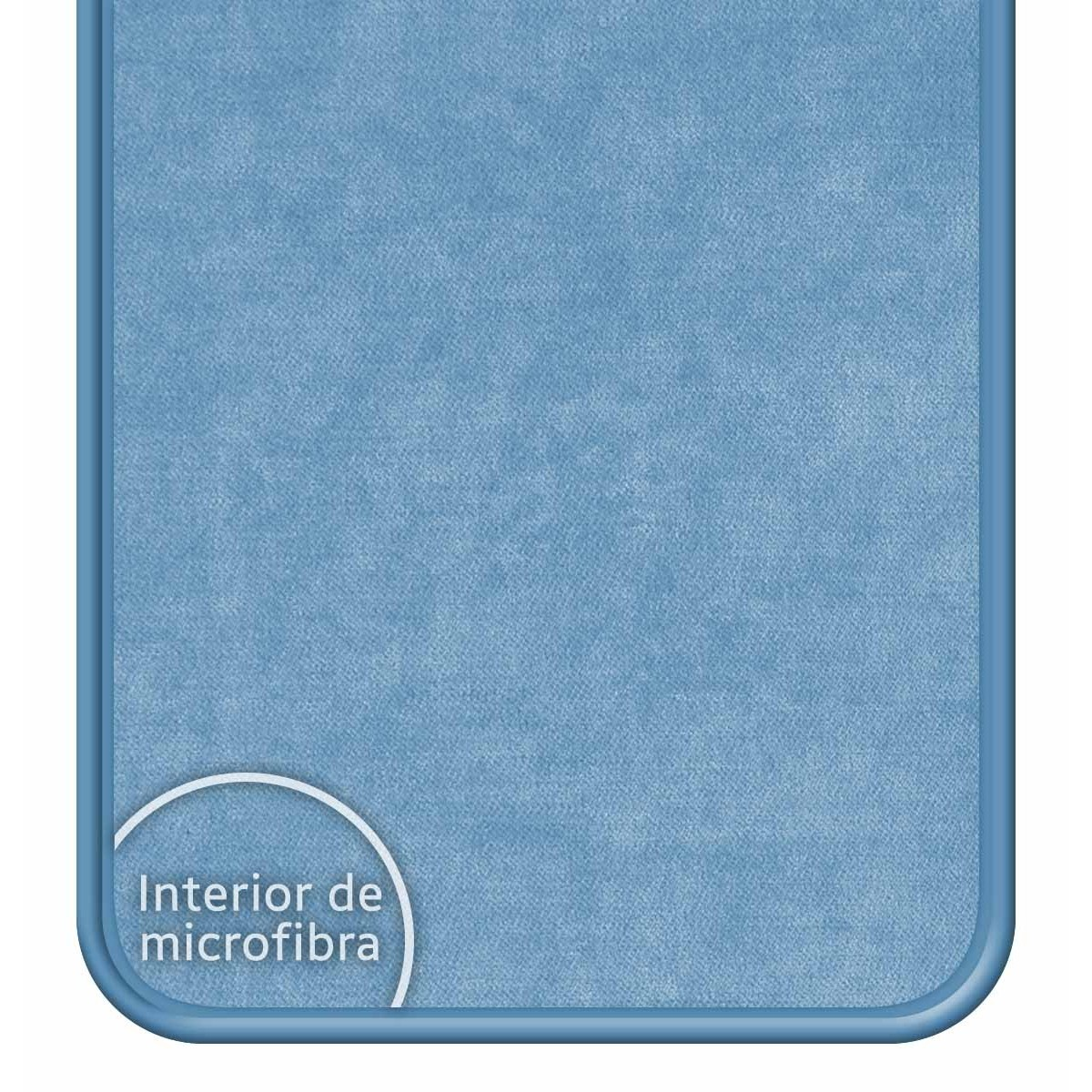 Funda con un interior de microfibra azul.