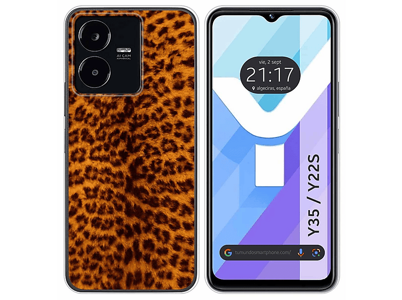 Custodia Collana Per Vivo Y35 E Y22S: Cover Con Cordino E Vetro Temperato, TPU Morbido Trasparente, Corallo