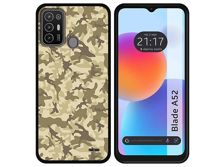 SEAHAI Cover Per ZTE Blade A52 Con Anello Supporto 360° - Army Green Traslucida Antiurto