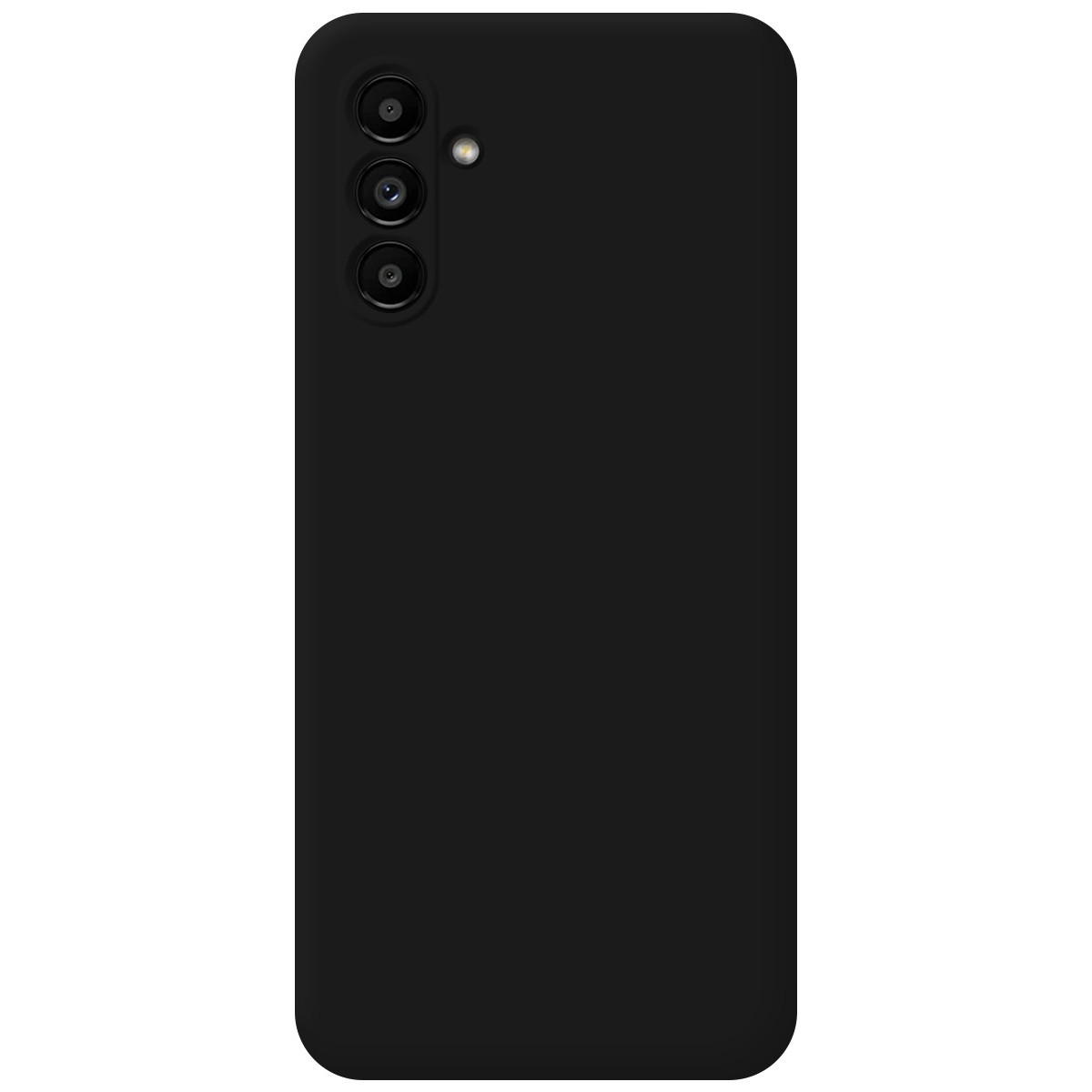 Retro del telefono nero con tre fotocamere.