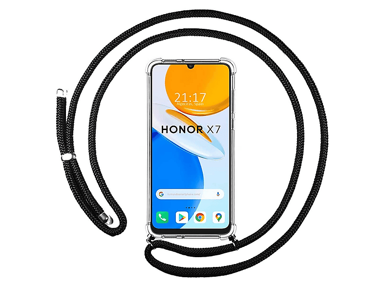 Tumundosmartphone Cover Con Ciondolo Per Huawei Honor 7C/Y7 2018, Trasparente Rosa/Oro, Antiurto Con Cordino