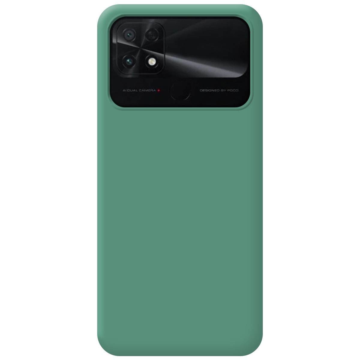 Custodia per telefono verde con design fotocamera.