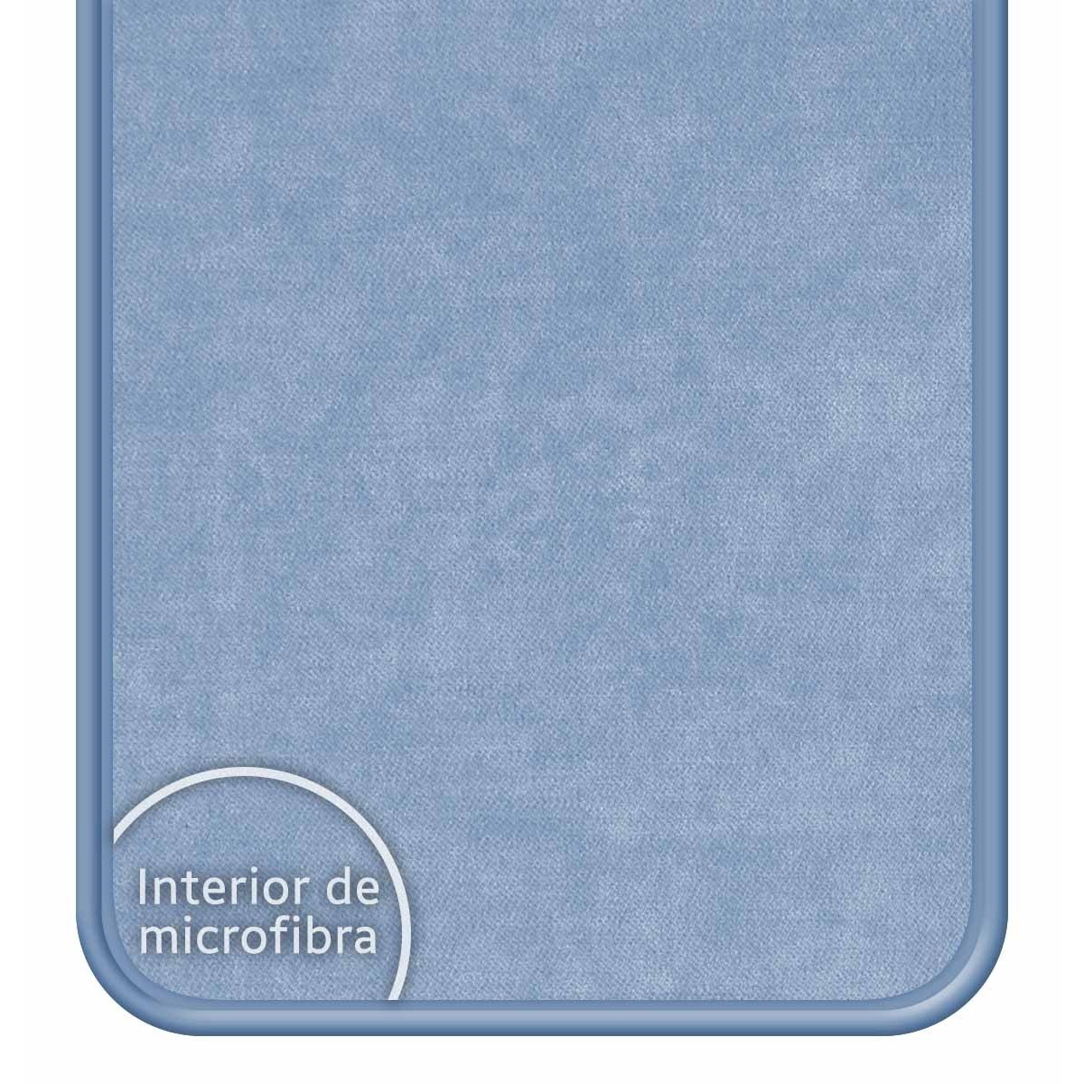 Interior de microfibra azul claro de una funda.