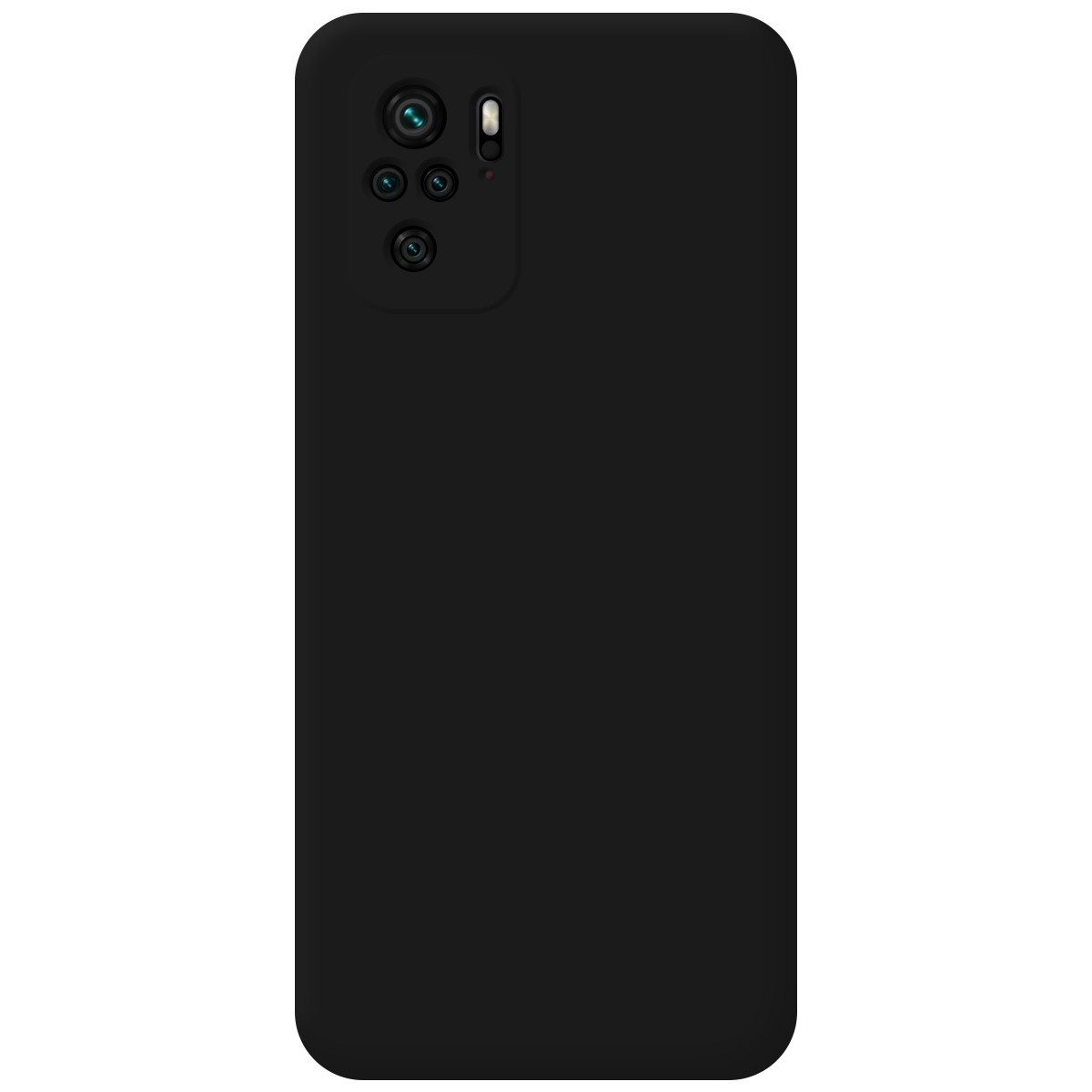 Una custodia per telefono nera, con un modulo fotocamera. Lo schermo è nero.