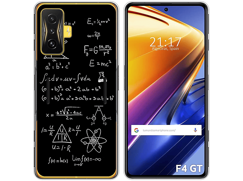 KARTXITAI Cover Compatibile con Xiaomi POCO F4 GT 5G,Custodia in Vetro Temperato AntiGraffio+con Cornice in TPU con Assorbimento degli Urti e Anti-Graffio-Luna Lupo Nuvola+Vetro Temperato