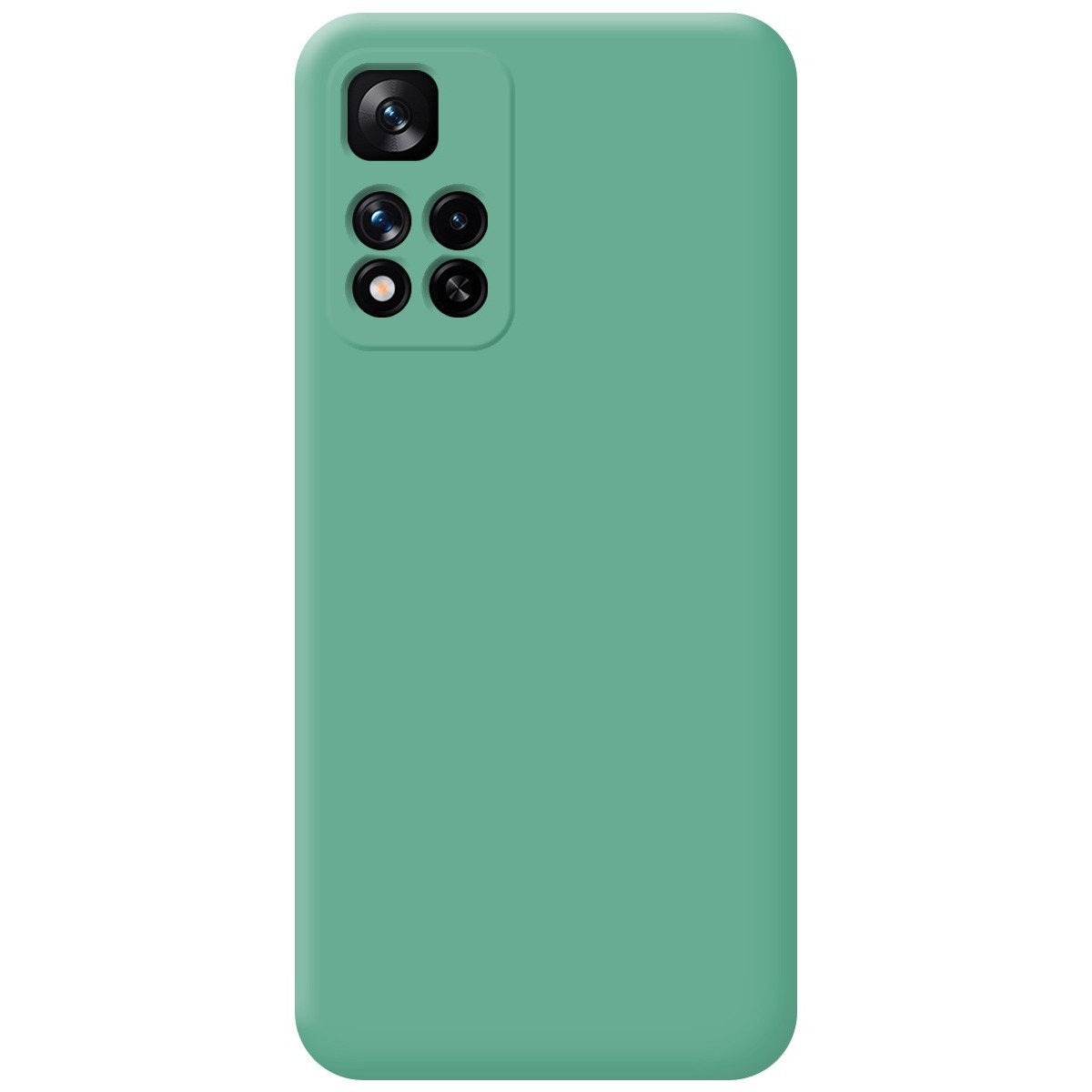 Custodia per telefono verde unito. Il telefono ha più fotocamere.