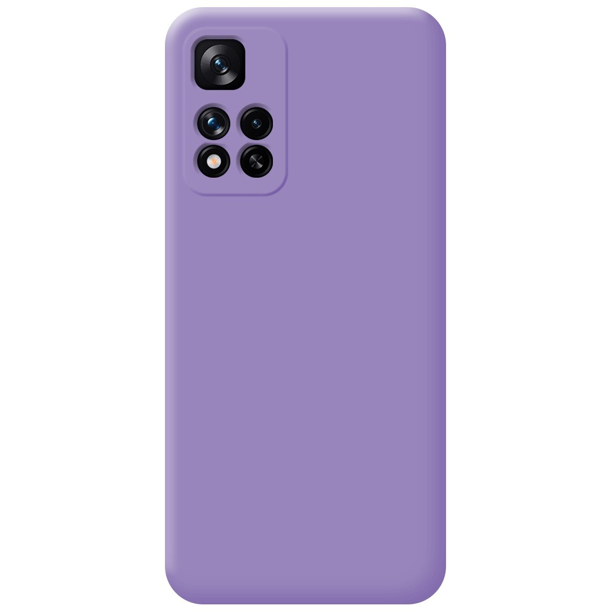 Custodia per telefono viola con sporgenza della fotocamera.