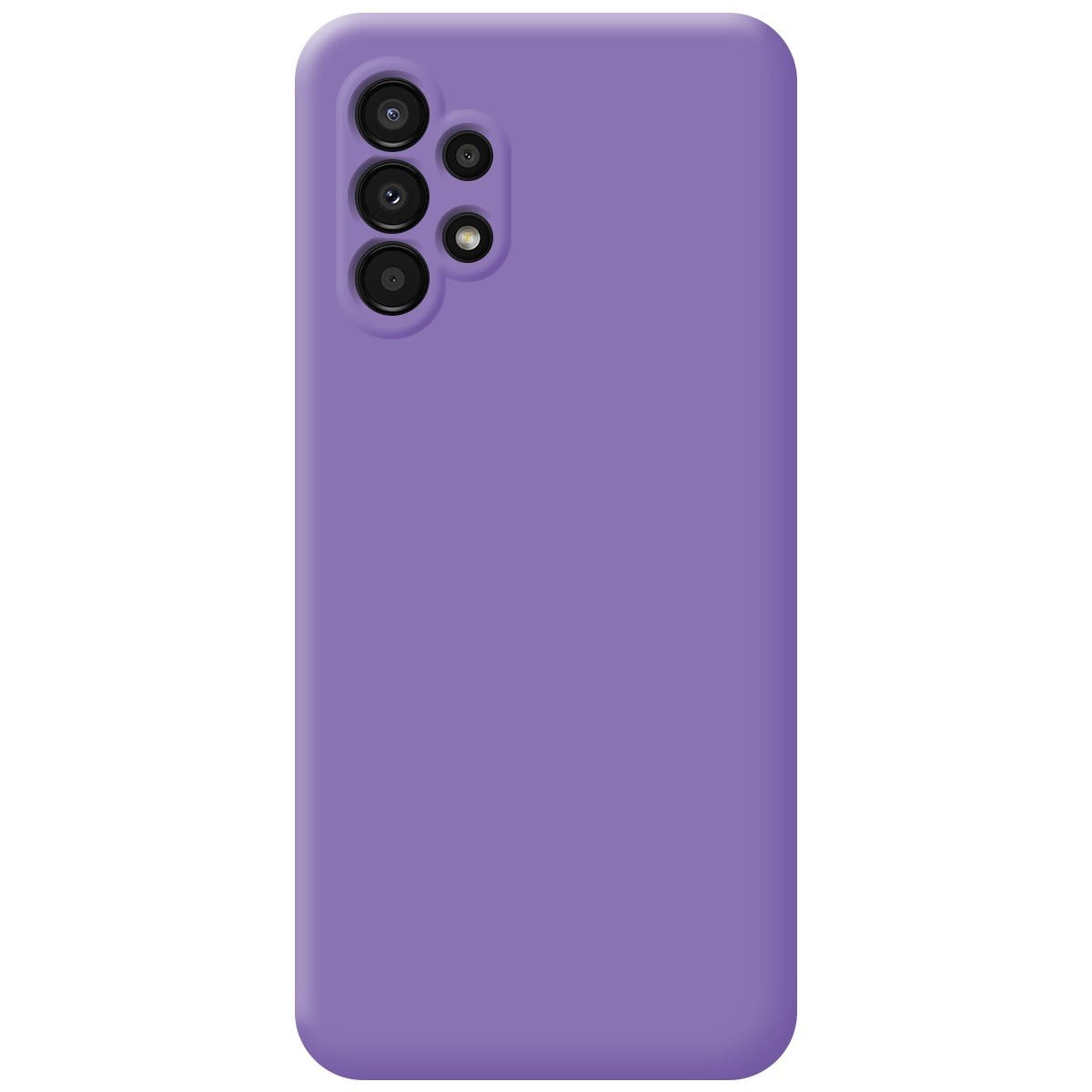 Una custodia per telefono viola tinta unita con un modulo fotocamera in alto.