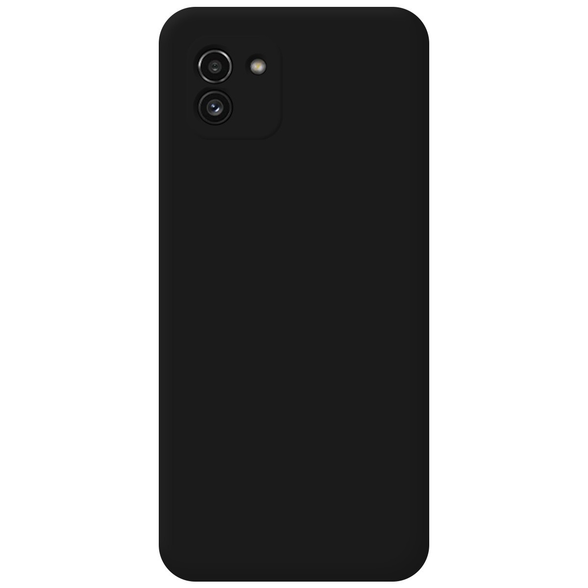 Custodia nera per telefono con due fotocamere. Design semplice.