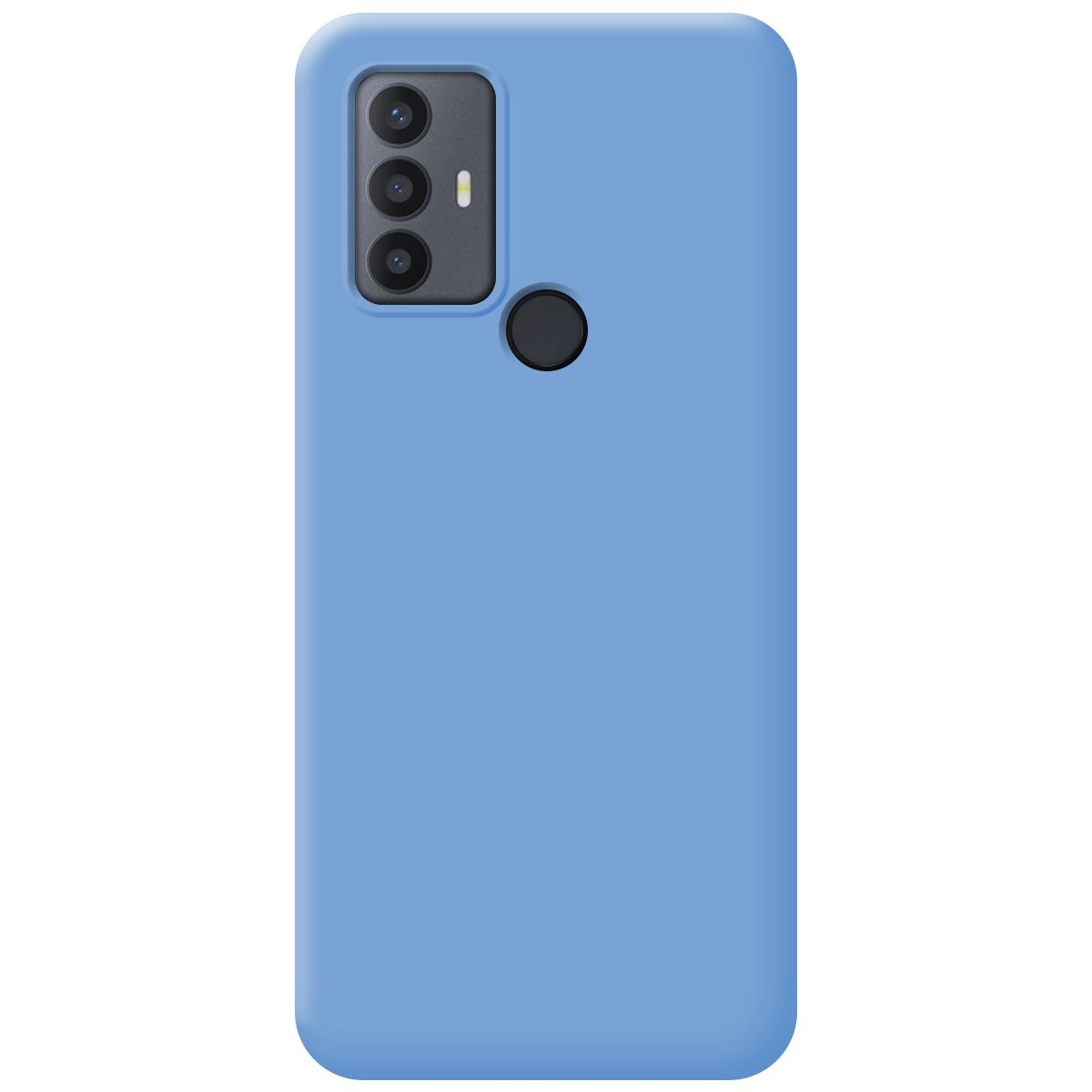 Custodia blu per telefono con modulo fotocamera.
