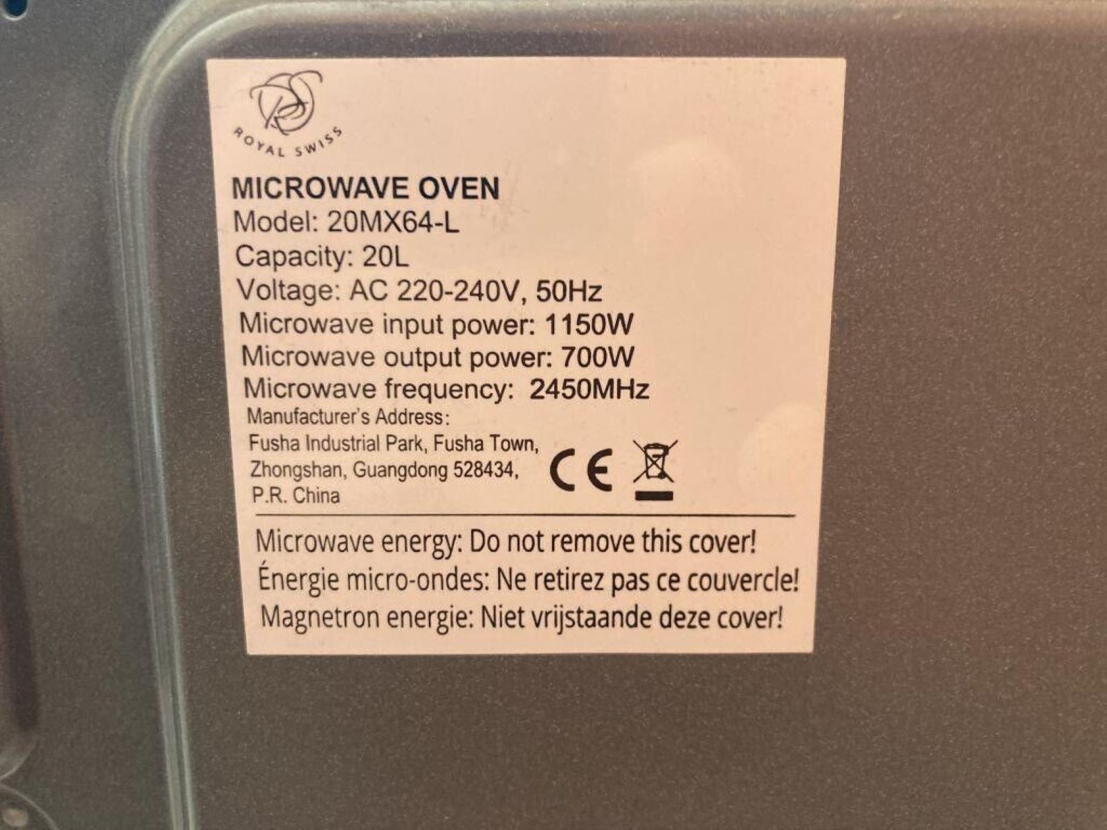 SWISS Watt) Mikrowelle ROYAL Mikrowelle (700