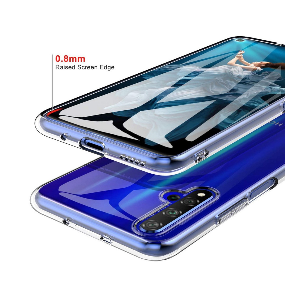 Funda transparente con un teléfono dentro.