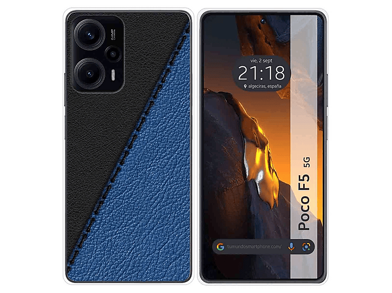 TEYYOS Smart Cover Con Finestra Per Xiaomi Poco F5 5G - Custodia Flip Blu Con Supporto - 3