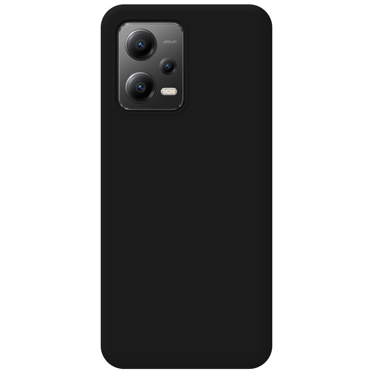 Custodia del telefono nera. Il telefono ha una fotocamera. Il telefono è nero.