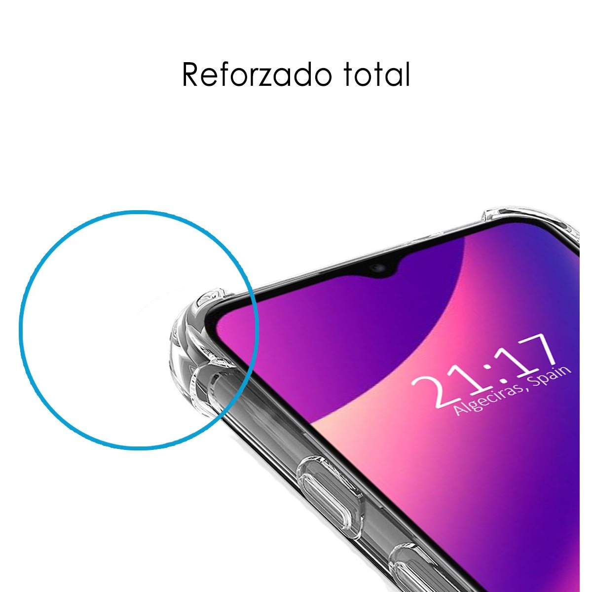 Custodia per telefono con cornice trasparente e custodia trasparente.