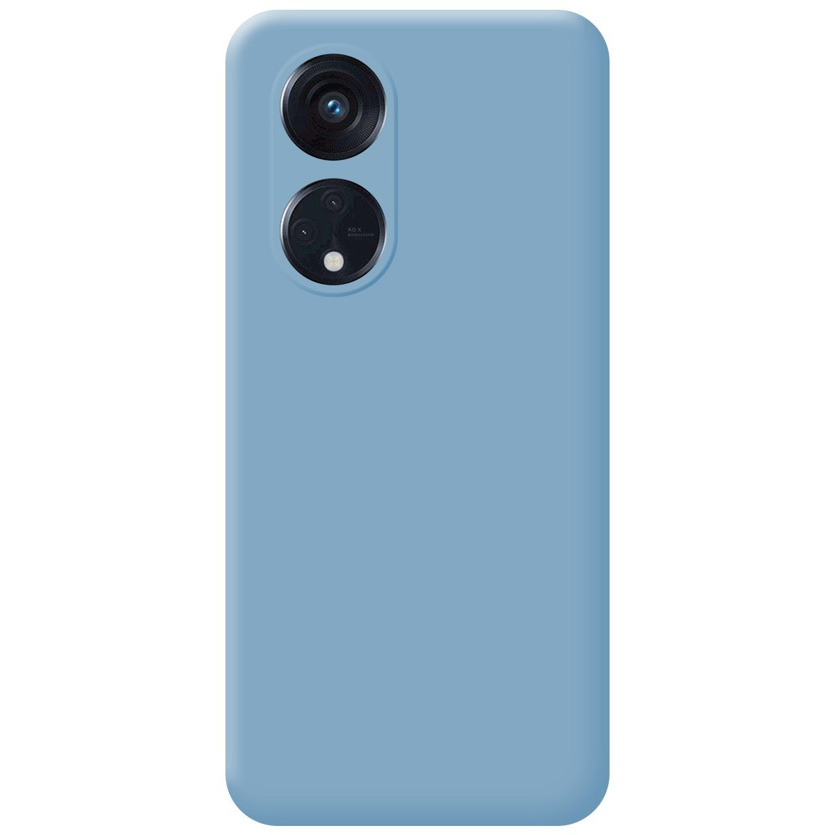 Custodia per telefono azzurra con design fotocamera.