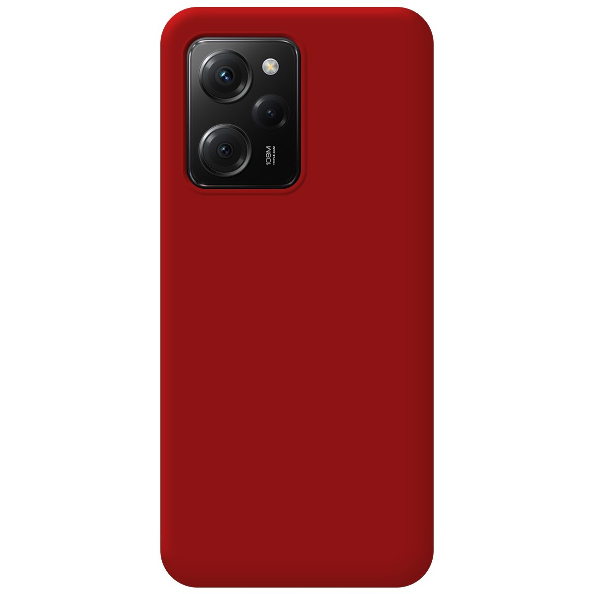 Custodia rossa per telefono con modulo fotocamera.
