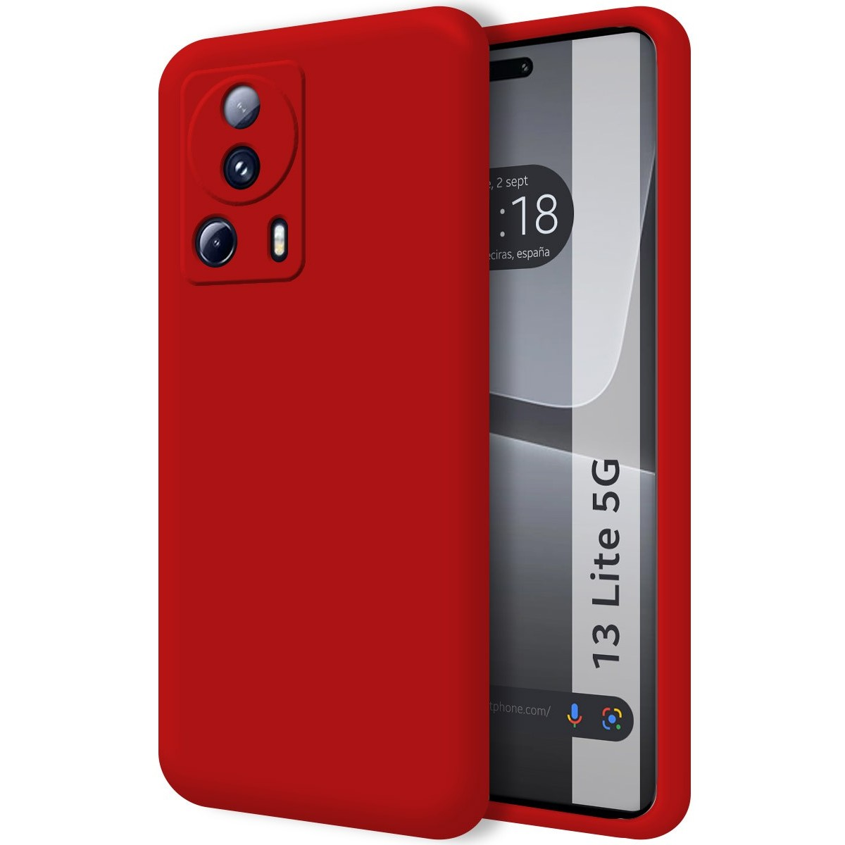 Custodia rossa e schermo del telefono con bordo rosso.
