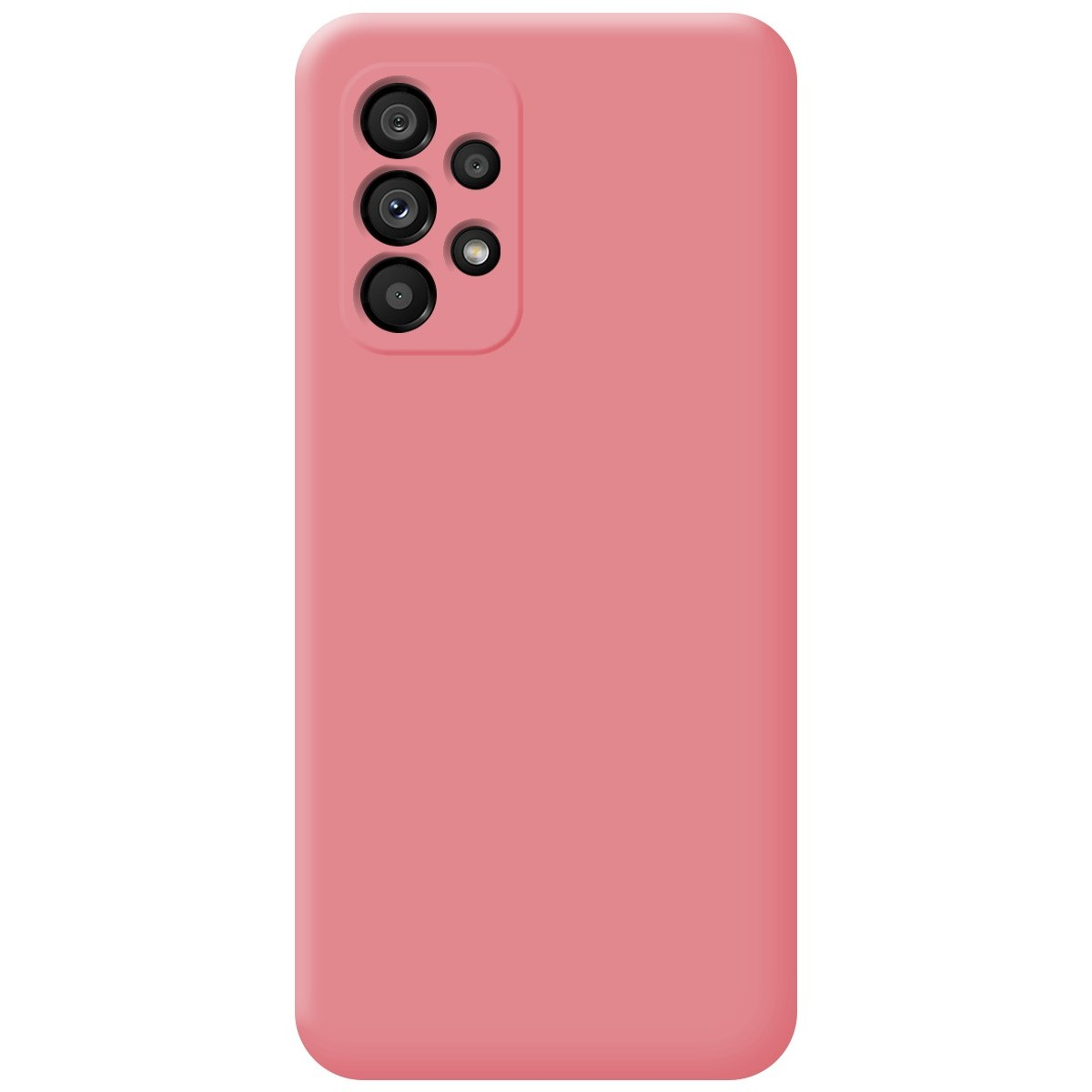 Custodia per telefono rosa con un rialzo per la fotocamera.