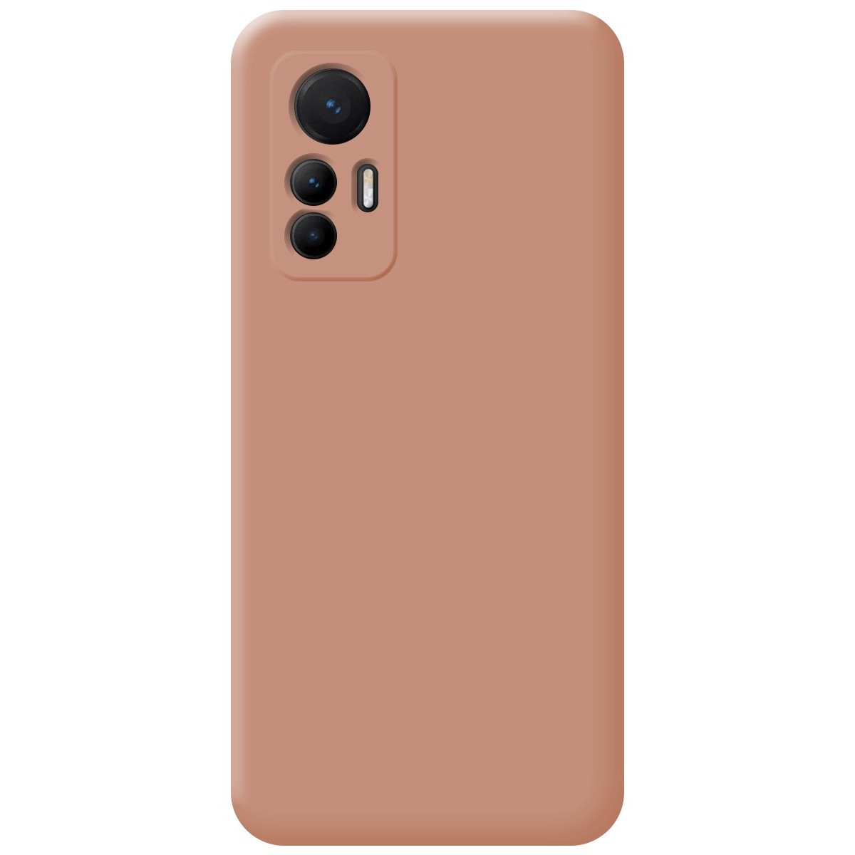 Custodia per telefono, marrone. Una custodia per telefono marrone semplice, con l'alloggiamento della fotocamera nell'angolo in alto a sinistra.