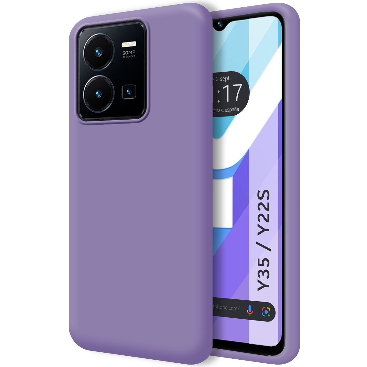 Custodia per telefono viola e un telefono Y35/Y22S.