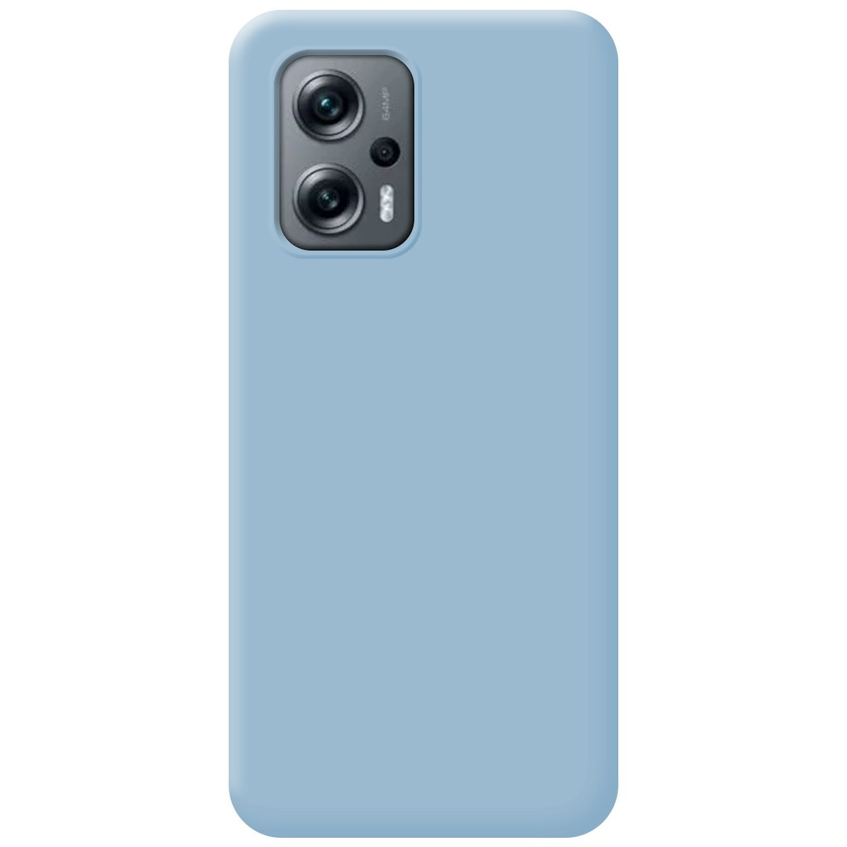 Custodia per telefono, colore azzurro. La custodia è di colore pieno.