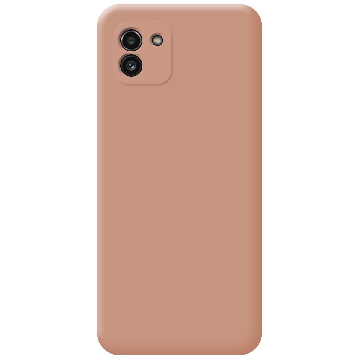 Custodia per telefono rosa con superficie liscia. C'è un telefono dentro.