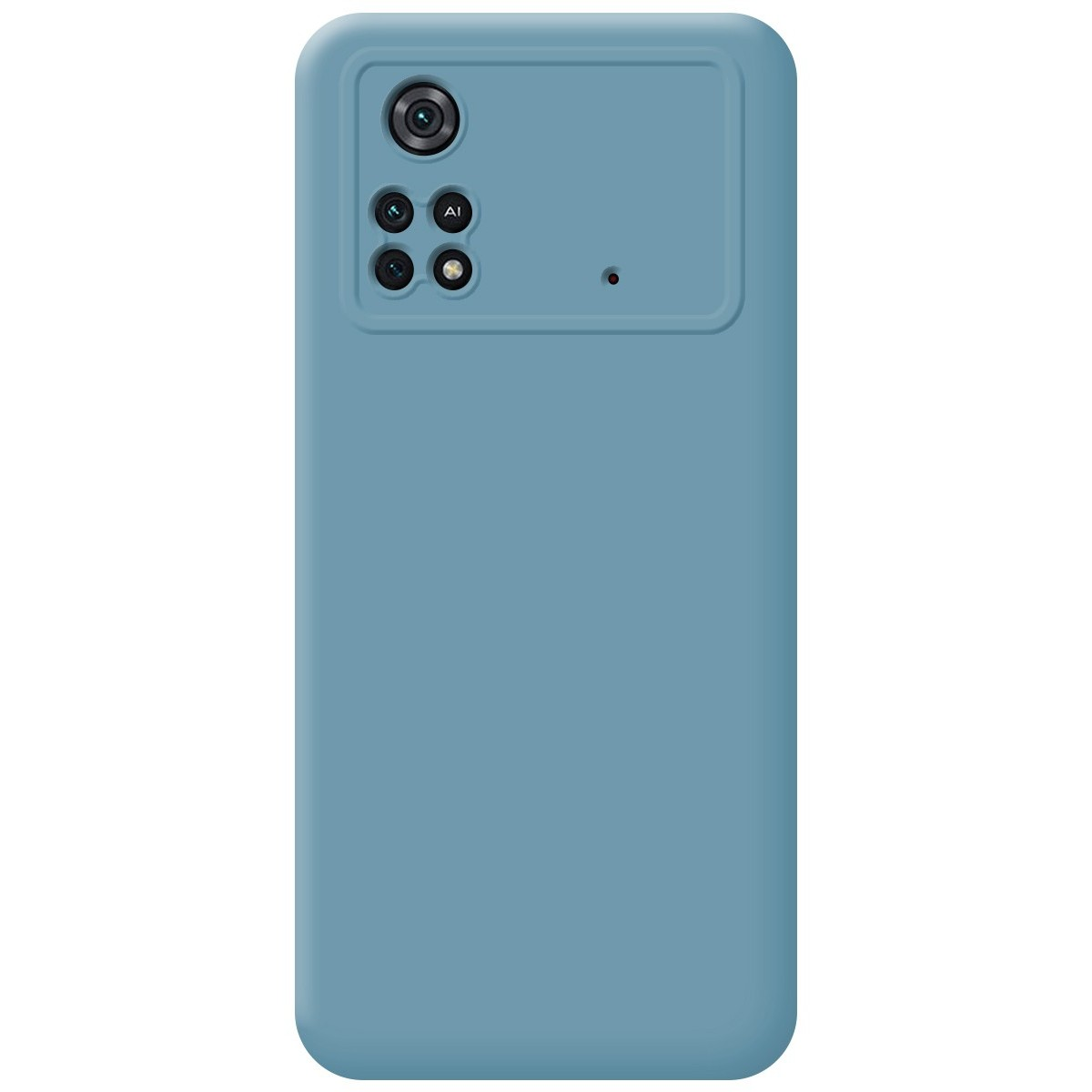 Una custodia per telefono blu chiaro, semplice e solida, con una configurazione della fotocamera.