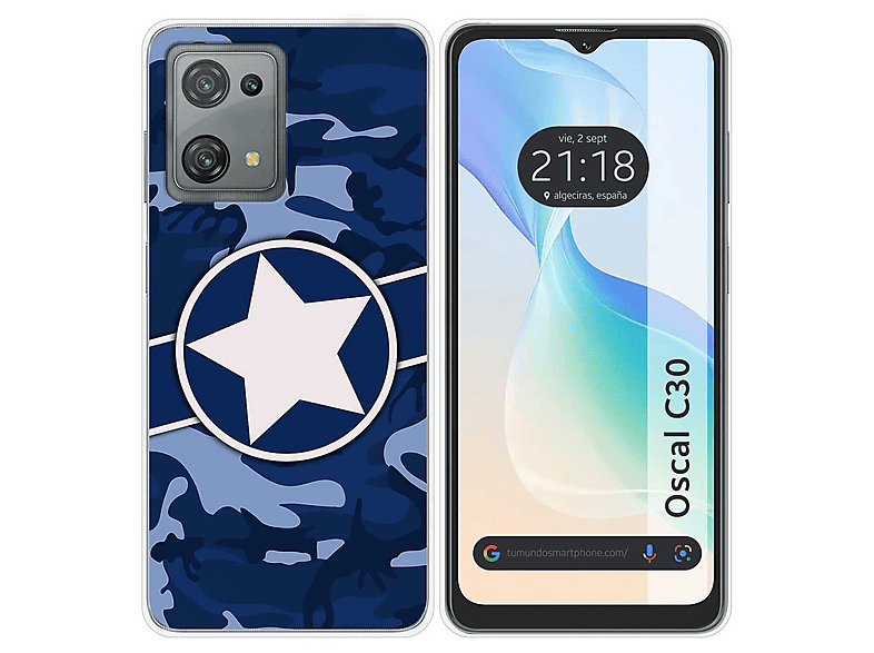 Cover Adorabile Con Supporto Liquido A Stella Per Blackview Oscal C30/C30 Pro, Custodia In TPU Morbido Antishock Con Anello Rotante, Anti-impronte, Design Carino